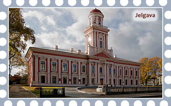 Leduskapja magnēts ar Jelgavas skatu uz īpašas mirdzošas virsmas