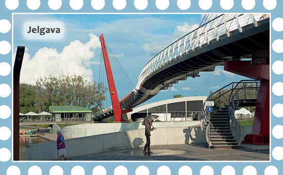 Leduskapja magnēts ar Jelgavas skatu uz īpašas mirdzošas virsmas