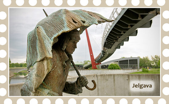 Leduskapja magnēts ar Jelgavas skatu uz īpašas mirdzošas virsmas