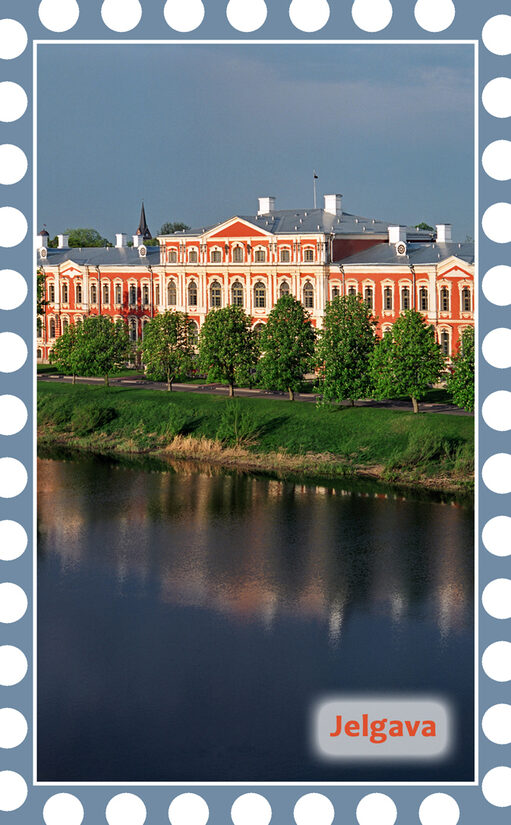 Leduskapja magnēts ar Jelgavas skatu uz īpašas mirdzošas virsmas