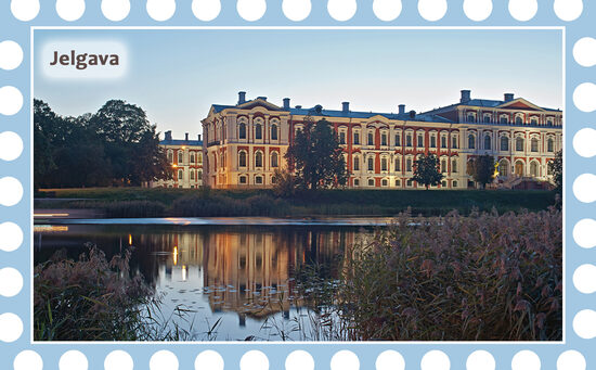 Leduskapja magnēts ar Jelgavas skatu uz īpašas mirdzošas virsmas