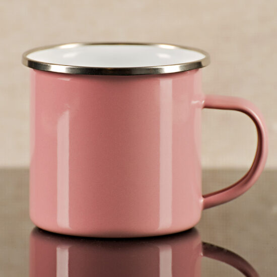 Emaljas (metāla) krūze  rozā 360ml ar apdruku