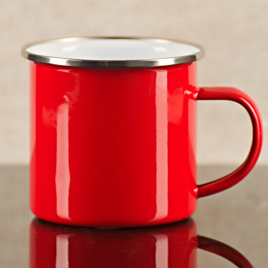 Emaljas (metāla) krūze  sarkana 360ml ar apdruku