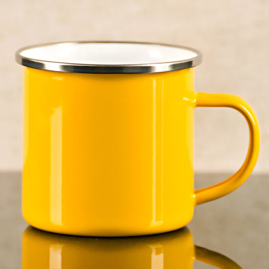 Emaljas (metāla) krūze  dzeltena 360ml ar apdruku