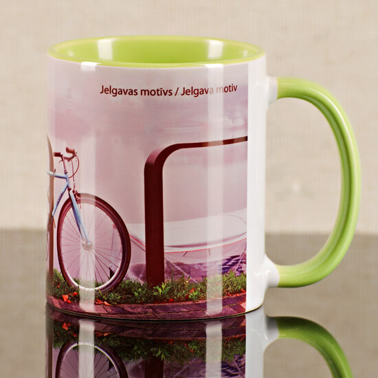 Klasiskā krūze 330ml ar krāsainu iekšu - "Jelgavas motīvs"