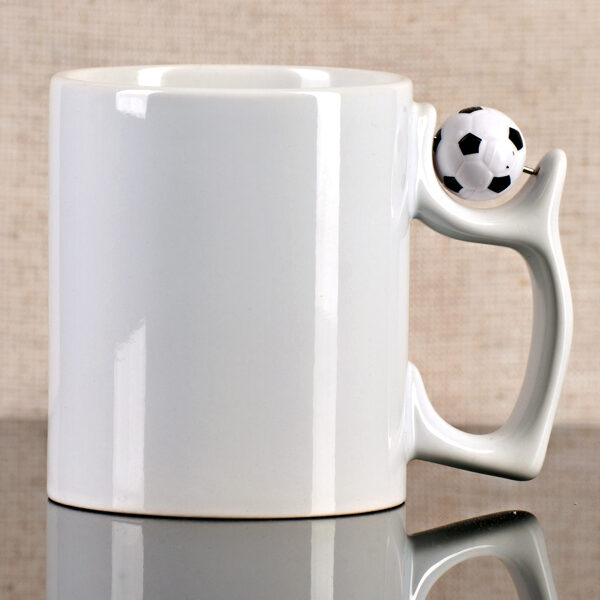 Baltā krūze ar futbola bumbu 330ml un apdruku